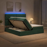 Letto con contenitore LED e materasso Verde Scuro 200 x 200 cm 3460287
