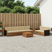 Set di divani da esterno 7 pz Naturale e Beige Poliestere 3383046