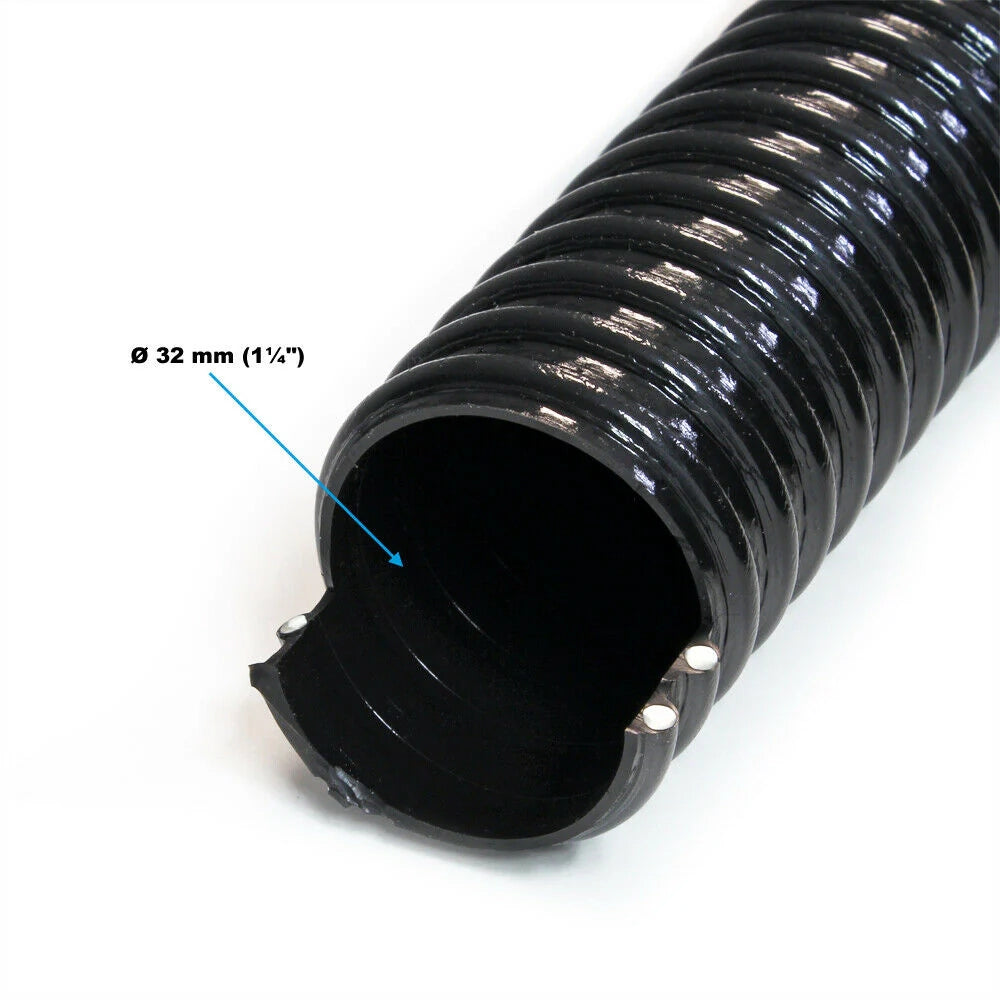 Tubo di aspirazione a spirale da 5 m diametro 32 mm (1 1/4") nero tubo di aspirazione per laghetto koi nero 16_0001592
