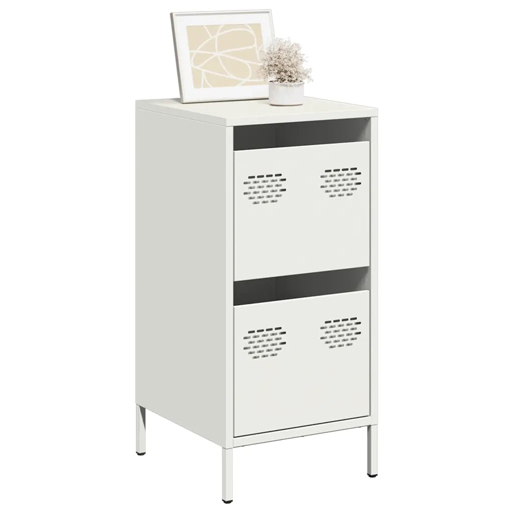 Credenza Bianca 35x39x73,5 cm in Acciaio Laminato a Freddo