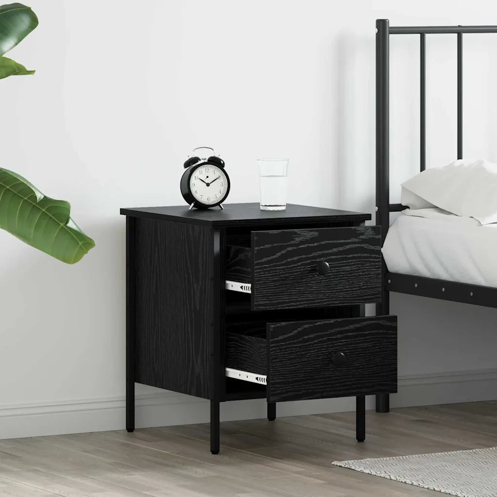 Comodino | Armadio da Notte | Mobiletto da notte con cassetto Rovere nero 40 x 42 x 50 cm