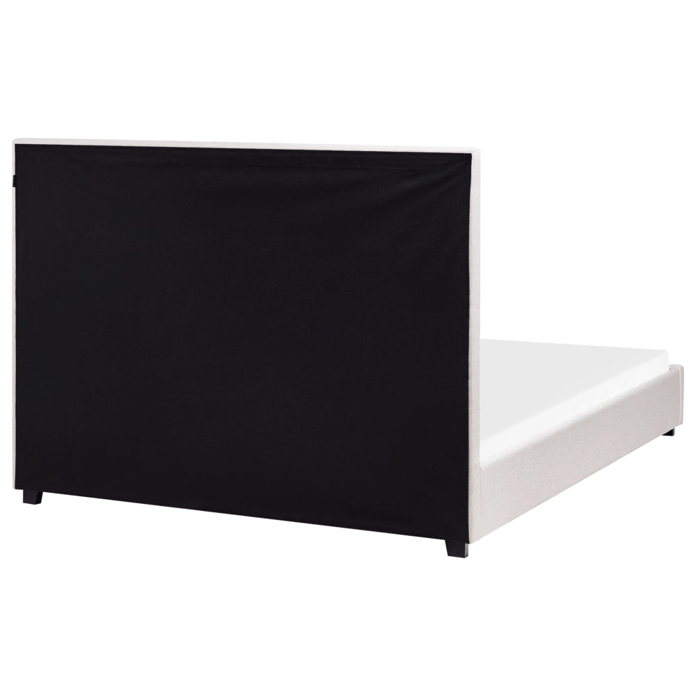 Letto matrimoniale in velluto beige chiaro 140 x 200 cm stile moderno