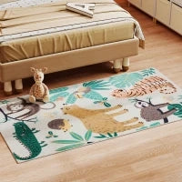 Tappeto in Poliestere con Motivo Giungla, Facile da Pulire, 160x120x1cm, Multicolore