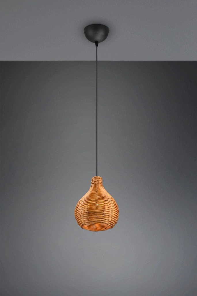 SPROUT SOSPENSIONE IN SISAL COLORE NATURALE D. 18CM 1 LUCE ATTACCO E14 IN RATTAN