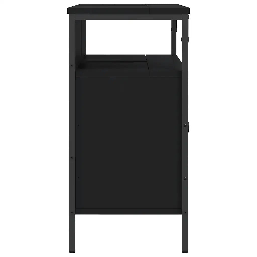 Mobiletto da bagno salvaspazio 80 x 30 x 60 cm legno composito nero 02_0049437
