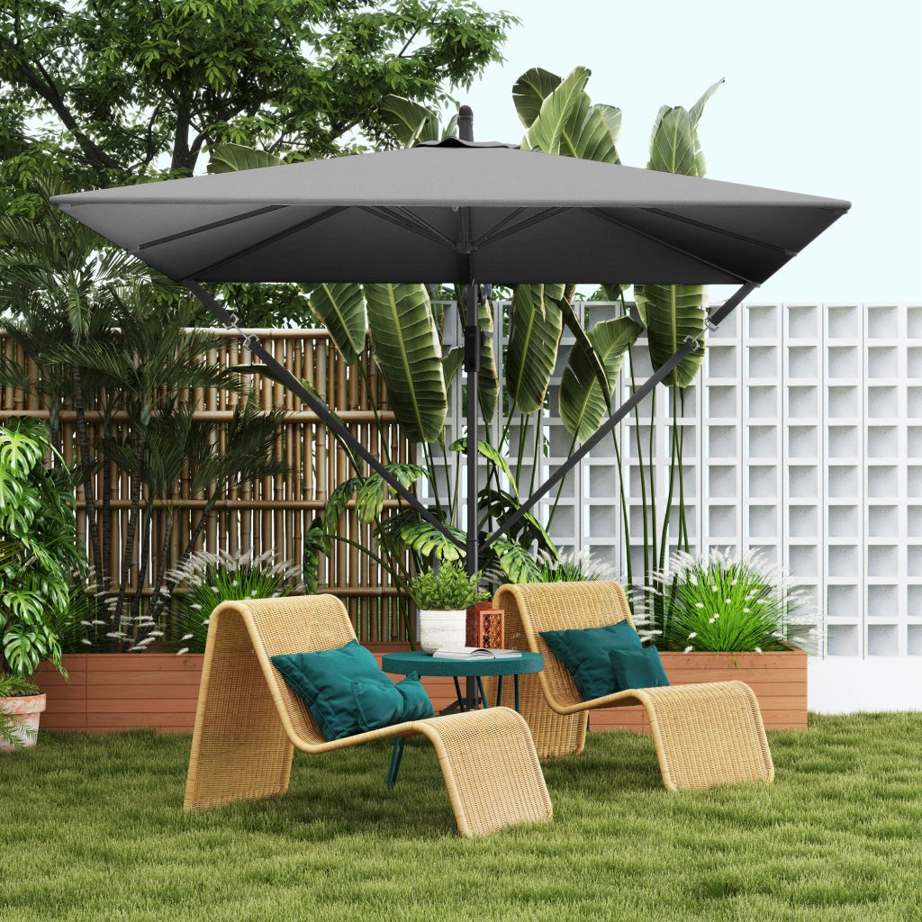 Ombrellone da Giardino a Sbalzo Inclinabile Girevole 2.5x2.5 m ¨C zephmum ¨C Grigio