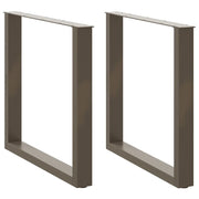 Gambe per tavolo da pranzo a forma di U 2 pz in acciaio naturale 80x(72-73) cm