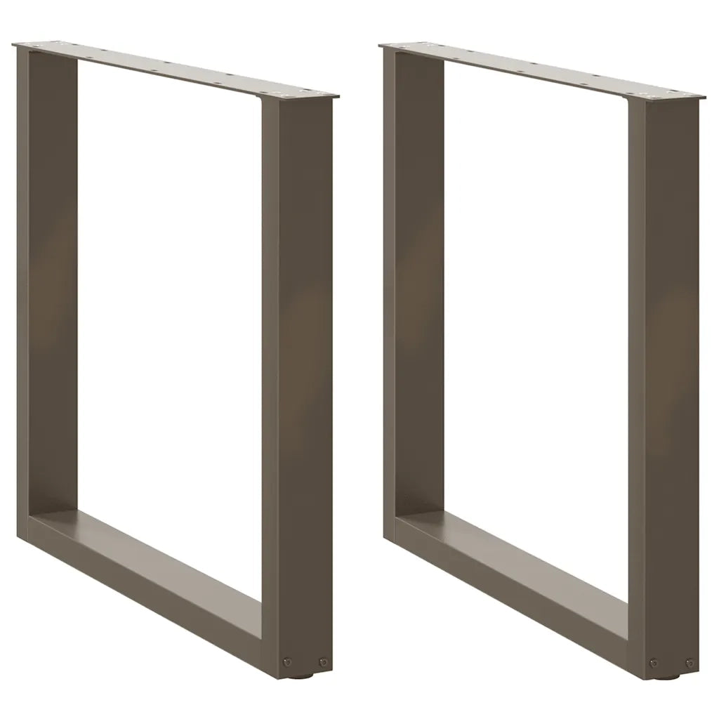 Gambe per tavolo da pranzo a forma di U 2 pz in acciaio naturale 80x(72-73) cm