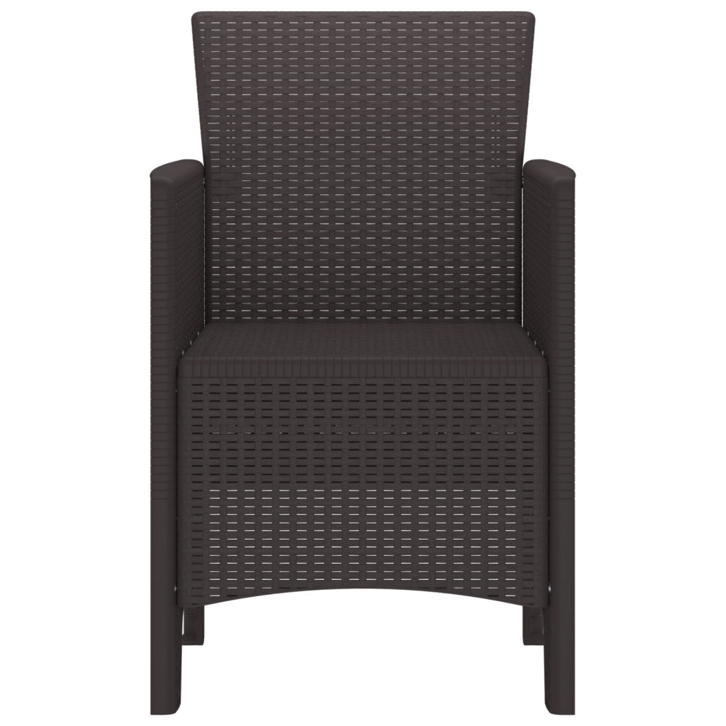 Sedie da giardino 4 pz Marrone Polirattan
