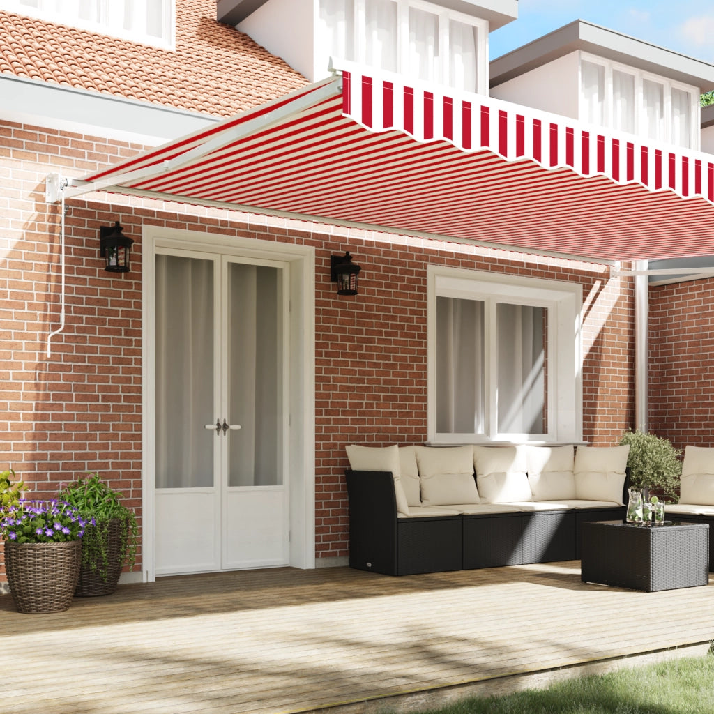 Tenda Retrattile Automatica Strisce Rosse e Bianche 500x300 cm