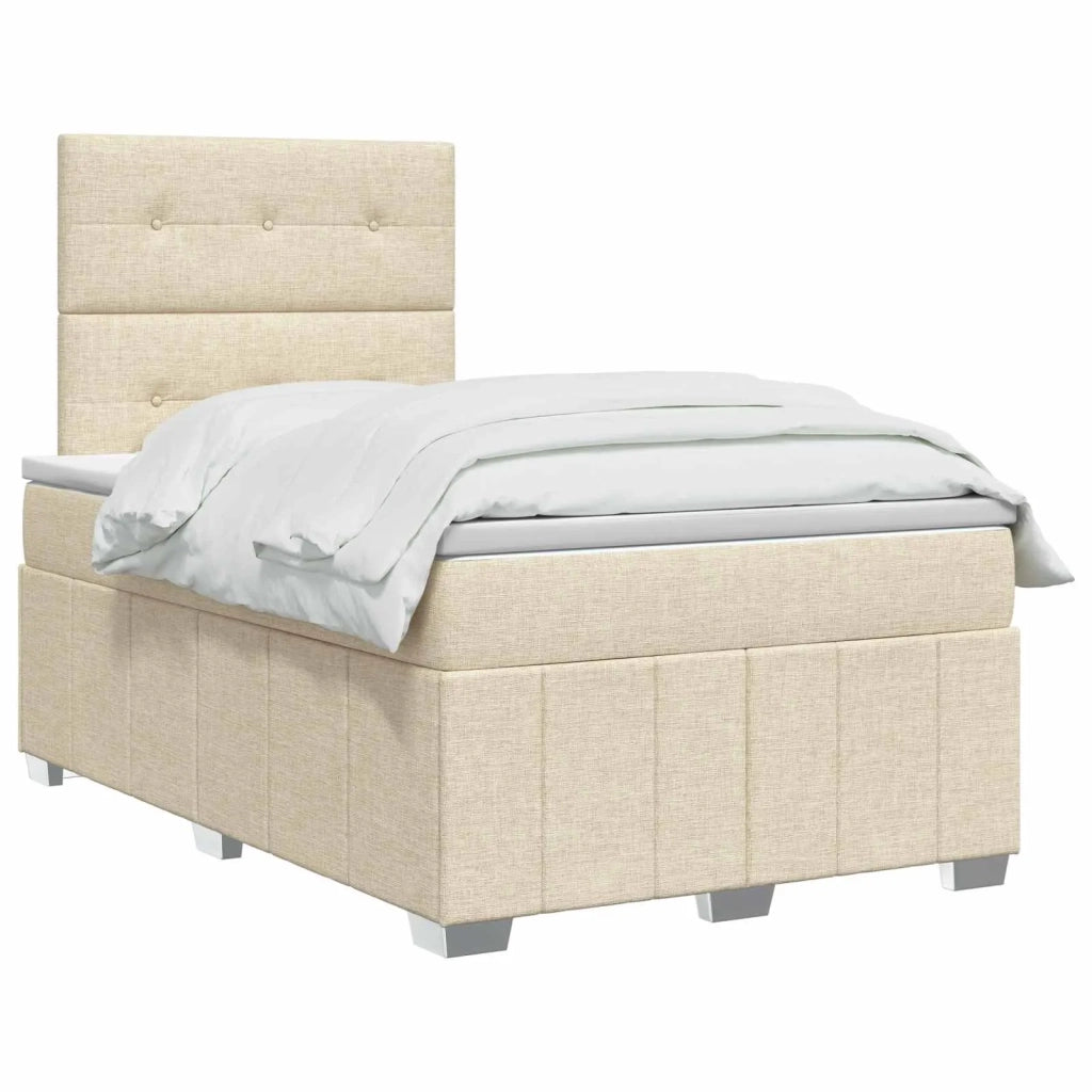 Letto box spring con materasso Crema 120 x 190 cm Tessuto 3454097