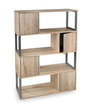 SCAFFALE DA ARREDO CON ANTE E VANI A GIORNO 90X30X126CM COLORE ROVERE