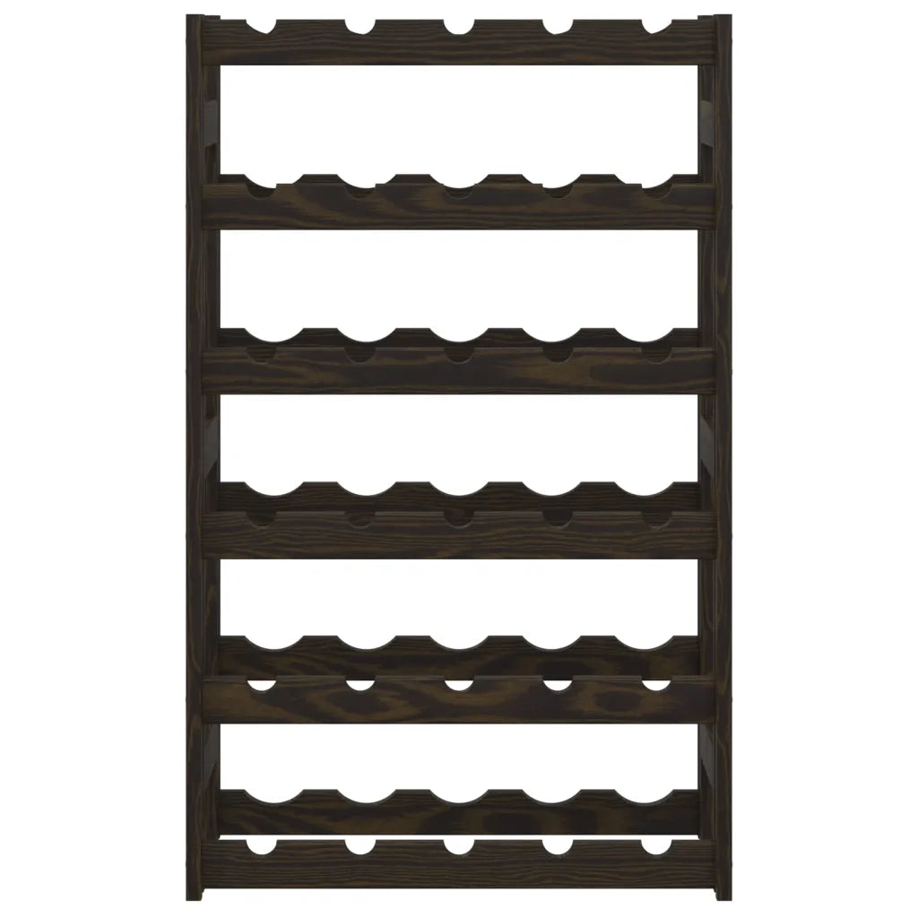Portabottiglie per 30 Bottiglie Nero Legno Massello di Pinocod mxl 107868