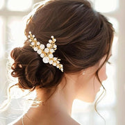 Capelli di Festa per Bambine e Ragazze con Perle e Foglie d'oro - Accessori per Capelli per Donne e Ragazze
