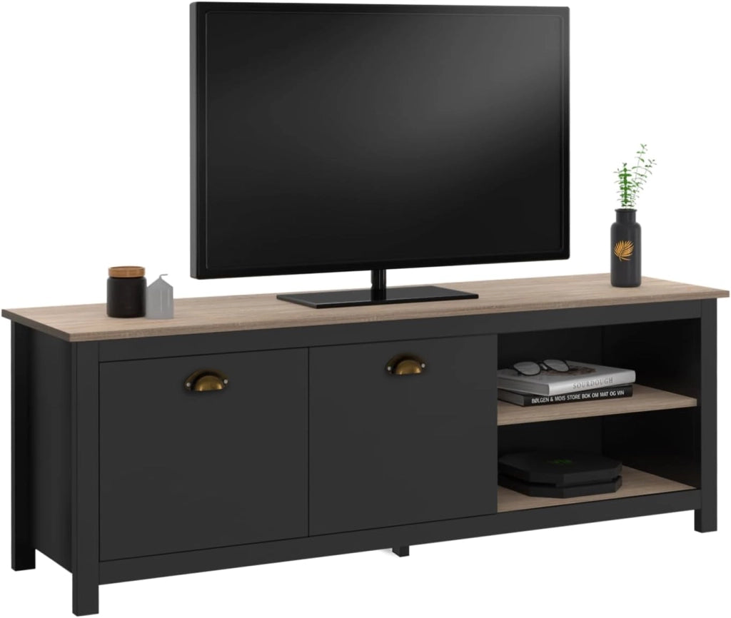 Mueble TV ISIS 140 cm madera vintage y negro