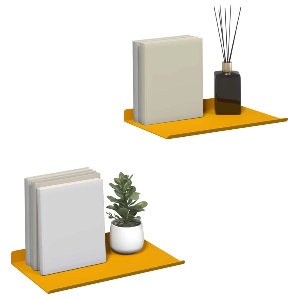 Mensola sospesa 2 pcs Giallo senape 30 x 18 x 2,5 cm Acciaio 8004002