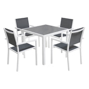 BERGAMOSet di mobili da giardino in textilene grigio 4 posti - alluminio bianco