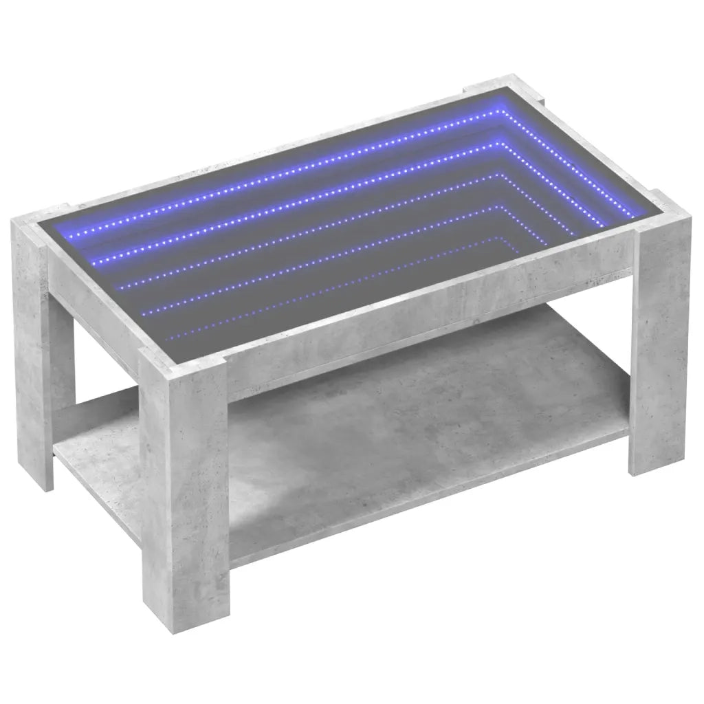 Tavolino Salotto con LED Grigio Cemento 93x53x45 cm Multistrato