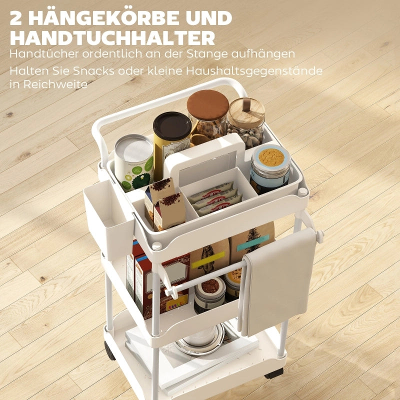 CARRELLO PORTAOGGETTI con 3 cesti 42 x 42,5 x 76 cm metallo bianco