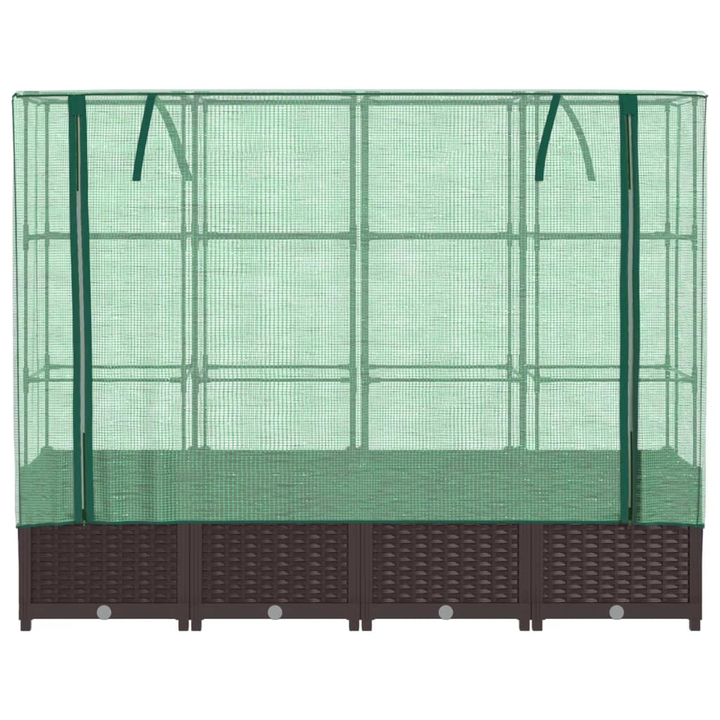 Aiuola rialzata/fioriera con copertura effetto rattan 160 x 40 x 138 cm Marrone 02_0038755