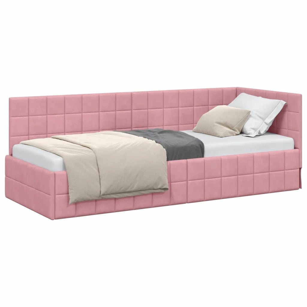 Cornice del letto ad angolo Rosa 80 cm x 200 cm Velluto