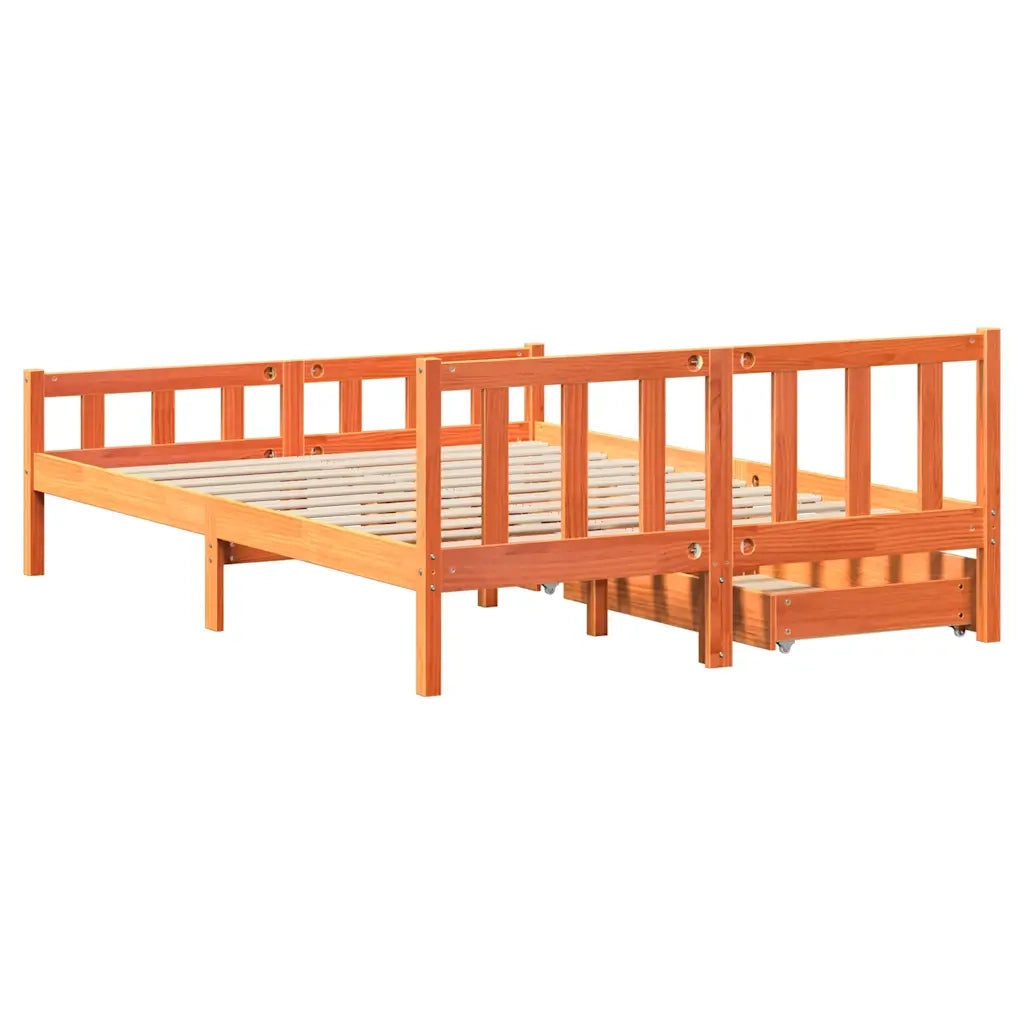 Letto senza Materasso-Struttura Letto Marrone Cera 150x200 cm in Legno di Pino 921895