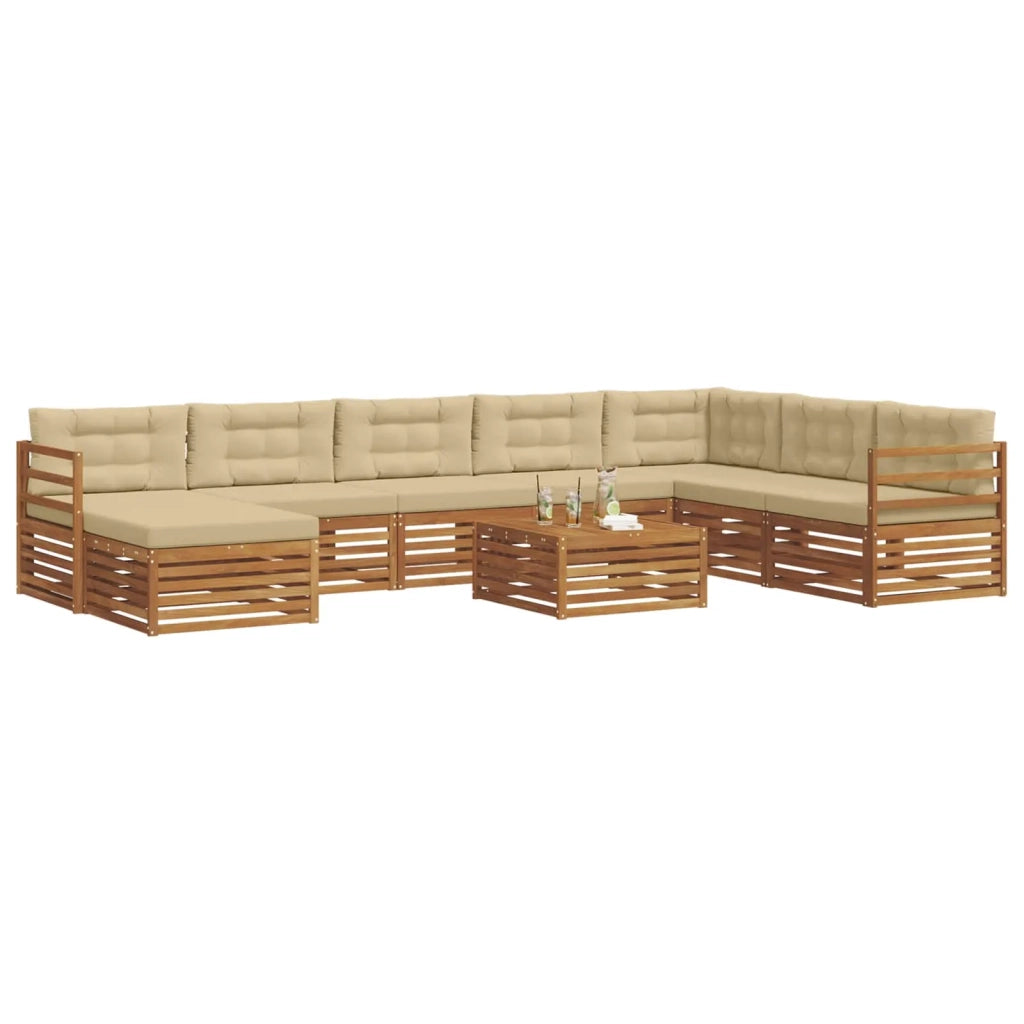 Set di divani da esterno con cuscino 9 pcs Naturale e Beige