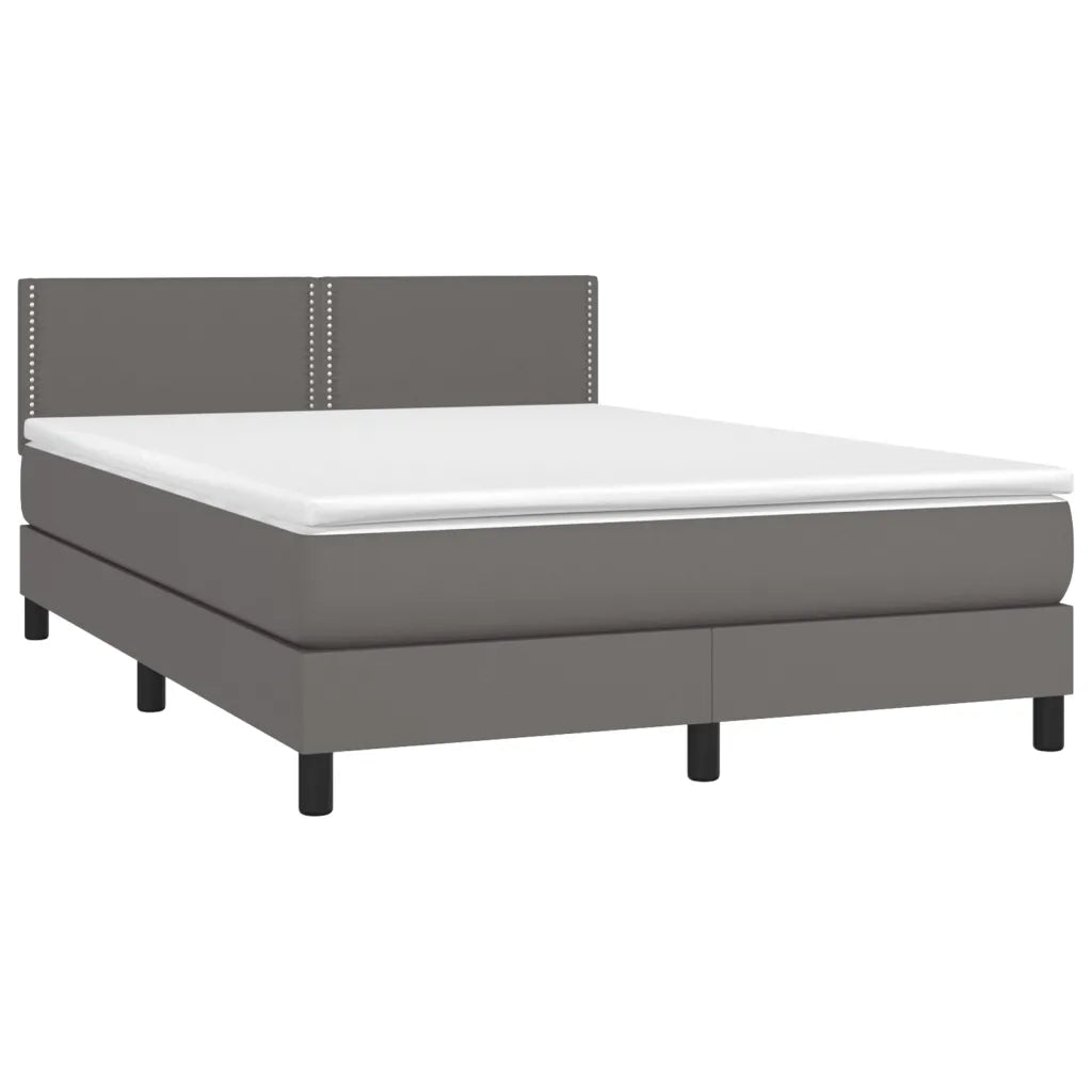 Giroletto Molle con Materasso e LED Grigio 140x190cm Similpelle 3134163