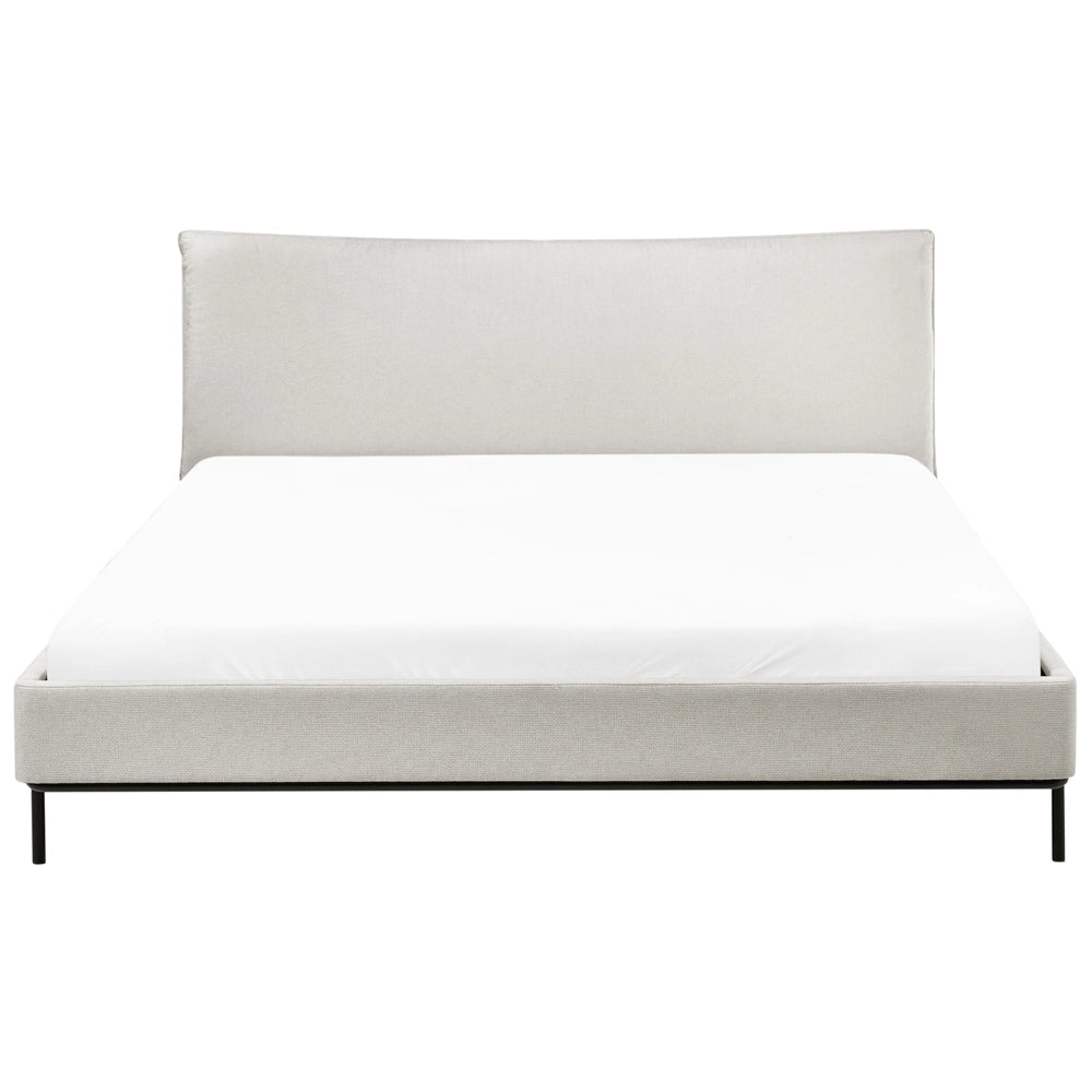 Letto a doghe Beige Poliestere Tessuto Imbottito 180 x 200 cm EU Matrimoniale Design Moderno