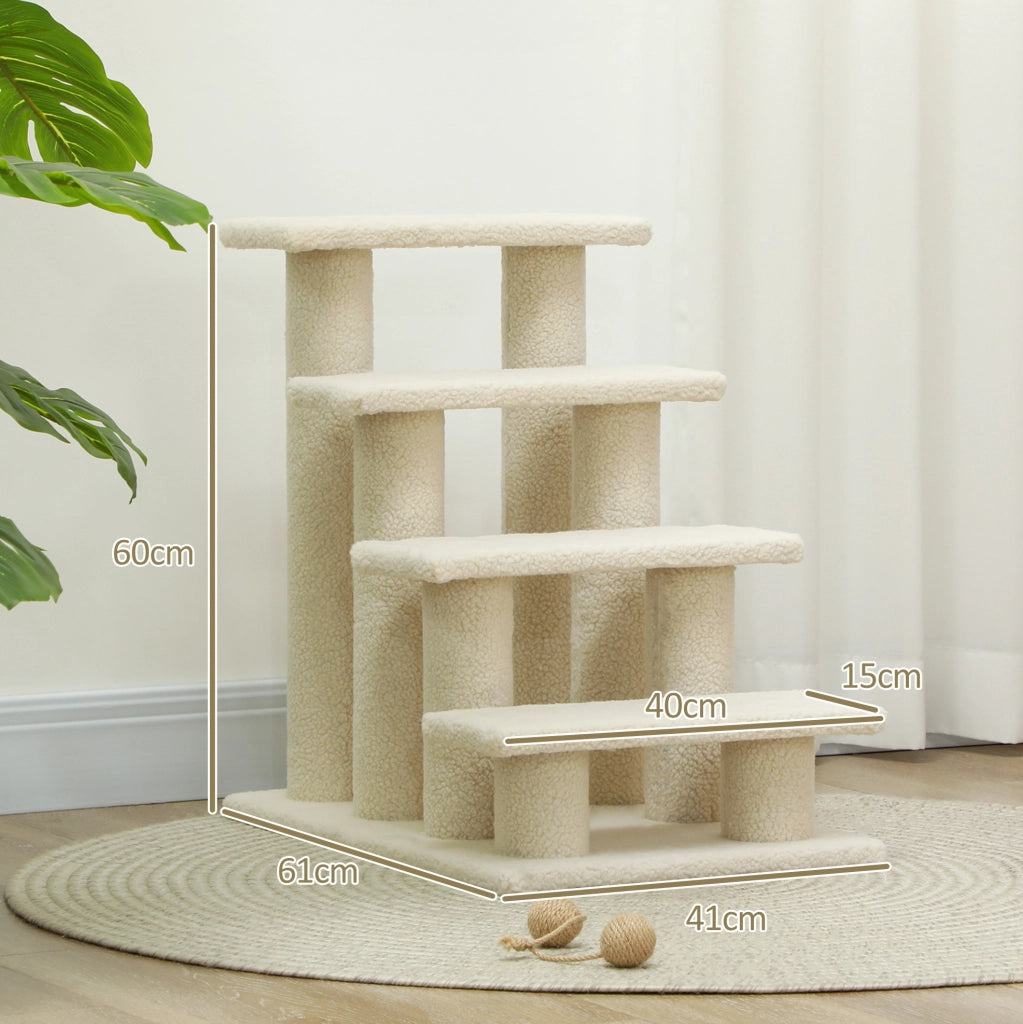 Scala a 4 gradini per animali con rivestimento in peluche
