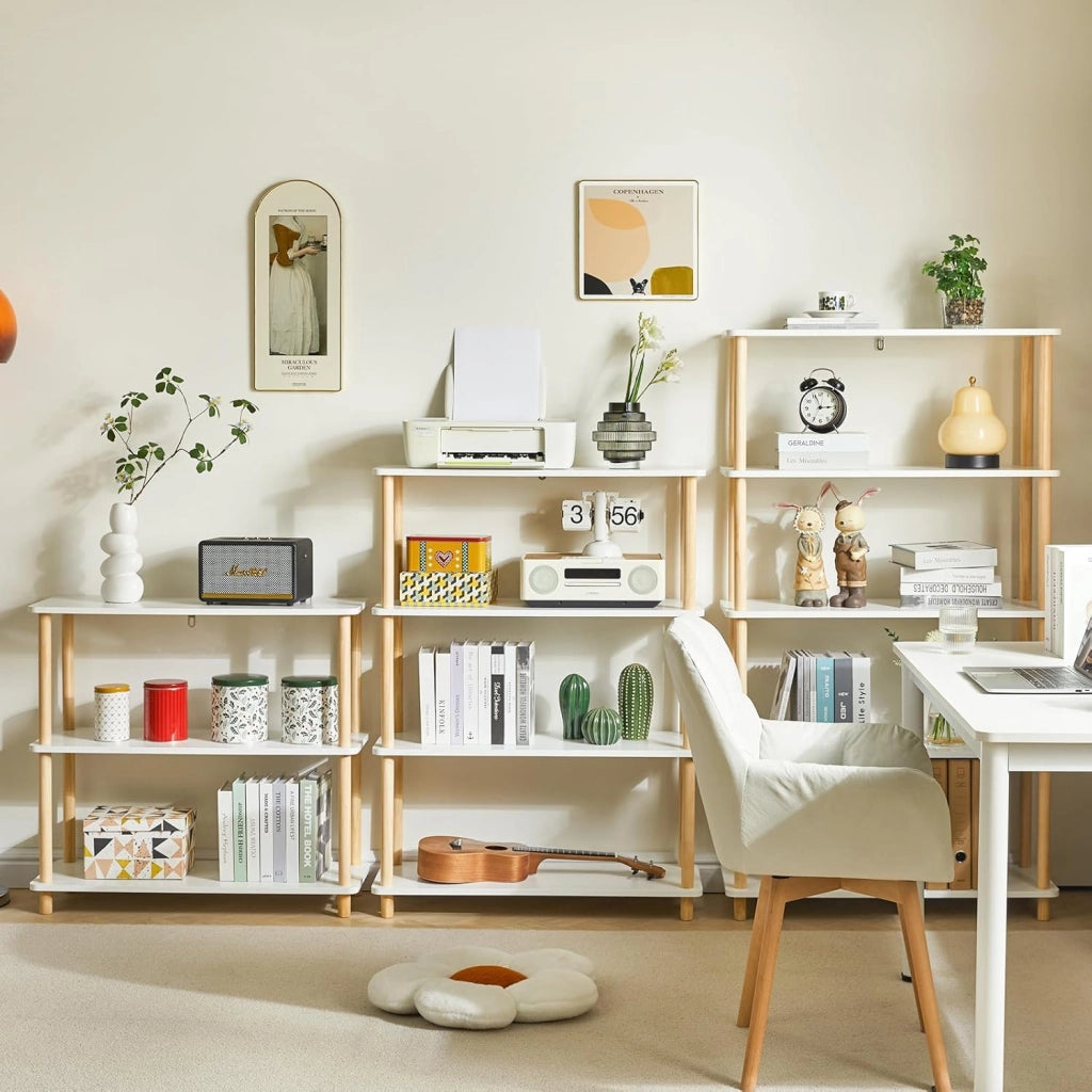 5-Tier libreria aperta in legno - moderno freestanding libreria organizzatore di stoccaggio, scaffali in piedi, espositore multifunzionale per camera da letto, soggiorno, bianco WBC005W