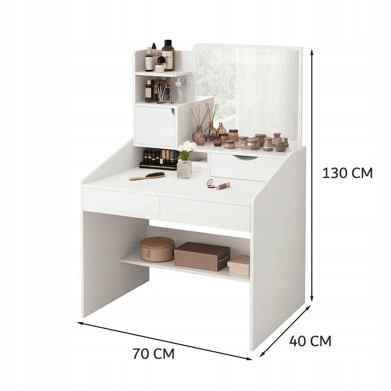 Toilette con specchio bianco trucco glamour con cassetti scandinavo moderno