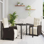 Set da Pranzo per Giardino con cuscino 3 pcs Marrone polyrattan 3380428