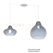 SOSP. OTTONE SATINATO 2 LUCI SPOSTABILE VETRI (1 PICCOLO + 1 GRANDE) TUTTI ZAFFIRO 1191OS-S2 S MIX-ZA