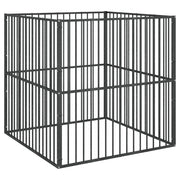 Box per Cani 4 Pannelli Nero Acciaio Zincato CFW6437351
