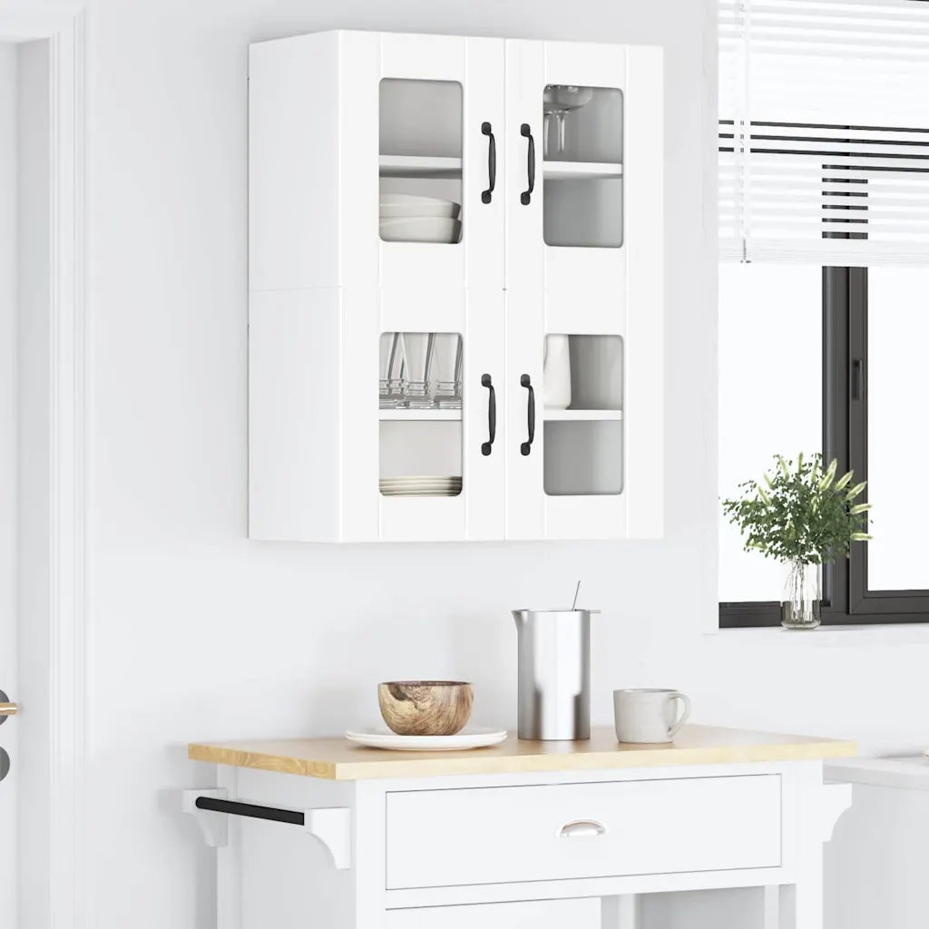 Pensile da cucina | Mobile in vetro da parete PORTO Bianco 60 x 31 x 40 cm