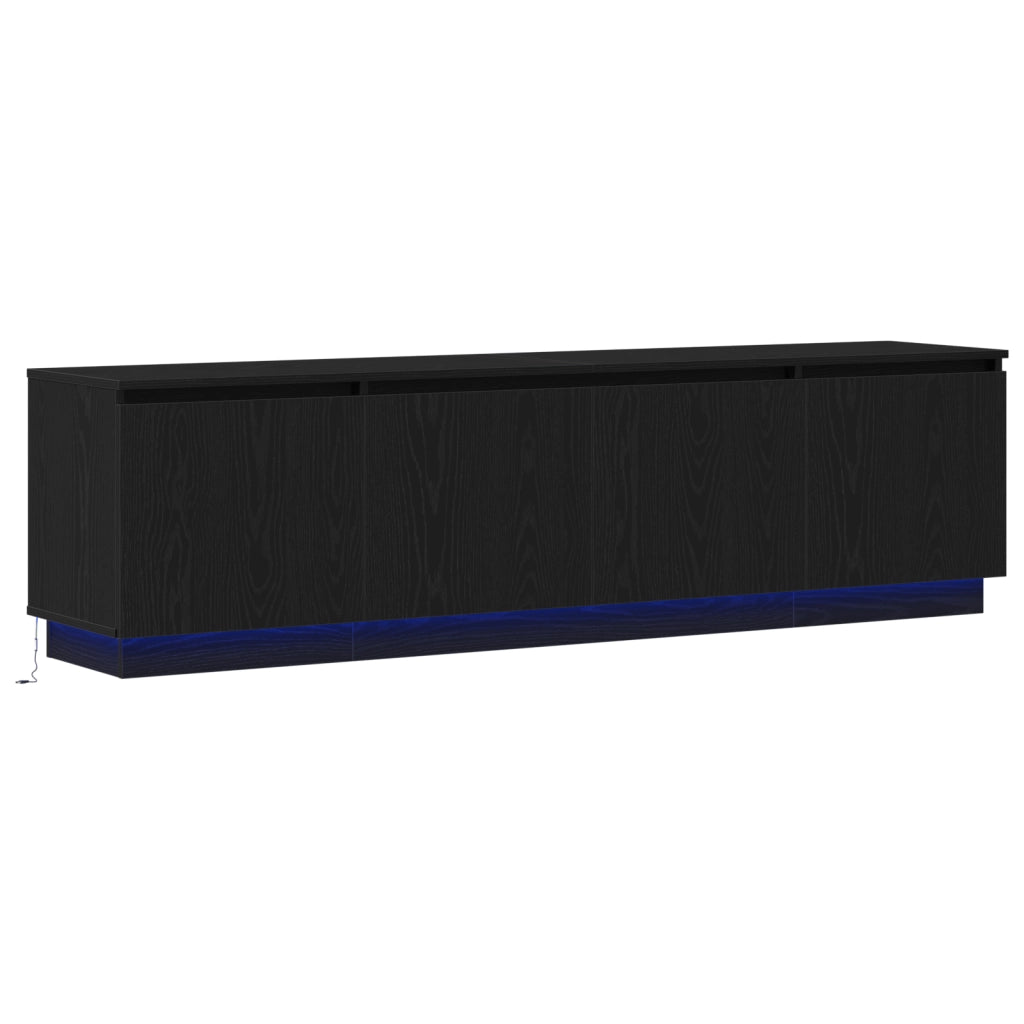 Mobile TV  con LED Nero Rovere 180x38x49 cm Legno ingegnerizzato