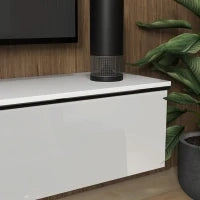 Mobile TV Sospeso con Armadietti con Ante a Ribalta in Legno, 160x35x30 cm, Bianco Lucido