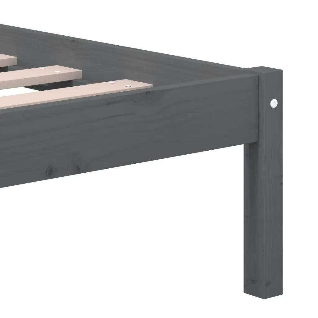 Letto matrimoniale | Letto per adulti | Giroletto Grigio in Legno Massello di Pino 200x200 cm
