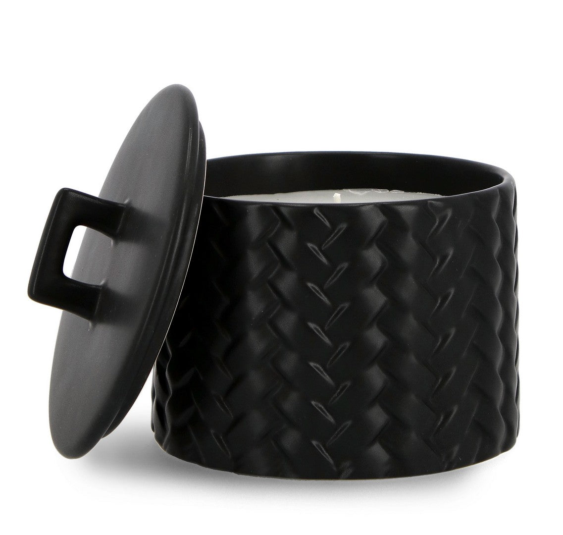 Candela con Coperchio Ø14,5x14 cm in Ceramina Twine Nero