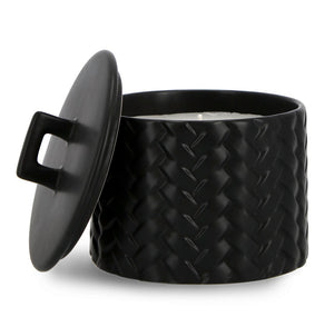 Candela con Coperchio Ø14,5x14 cm in Ceramina Twine Nero