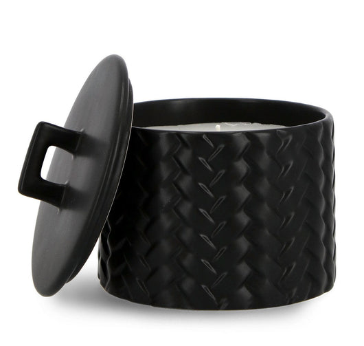 Candela con Coperchio Ø14,5x14 cm in Ceramina Twine Nero