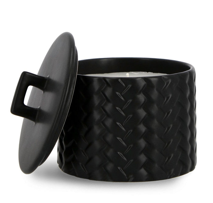 Candela con Coperchio Ø14,5x14 cm in Ceramina Twine Nero