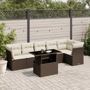 Set Divani da Giardino 7 pz con Cuscini Marrone in Polyrattan 3266603