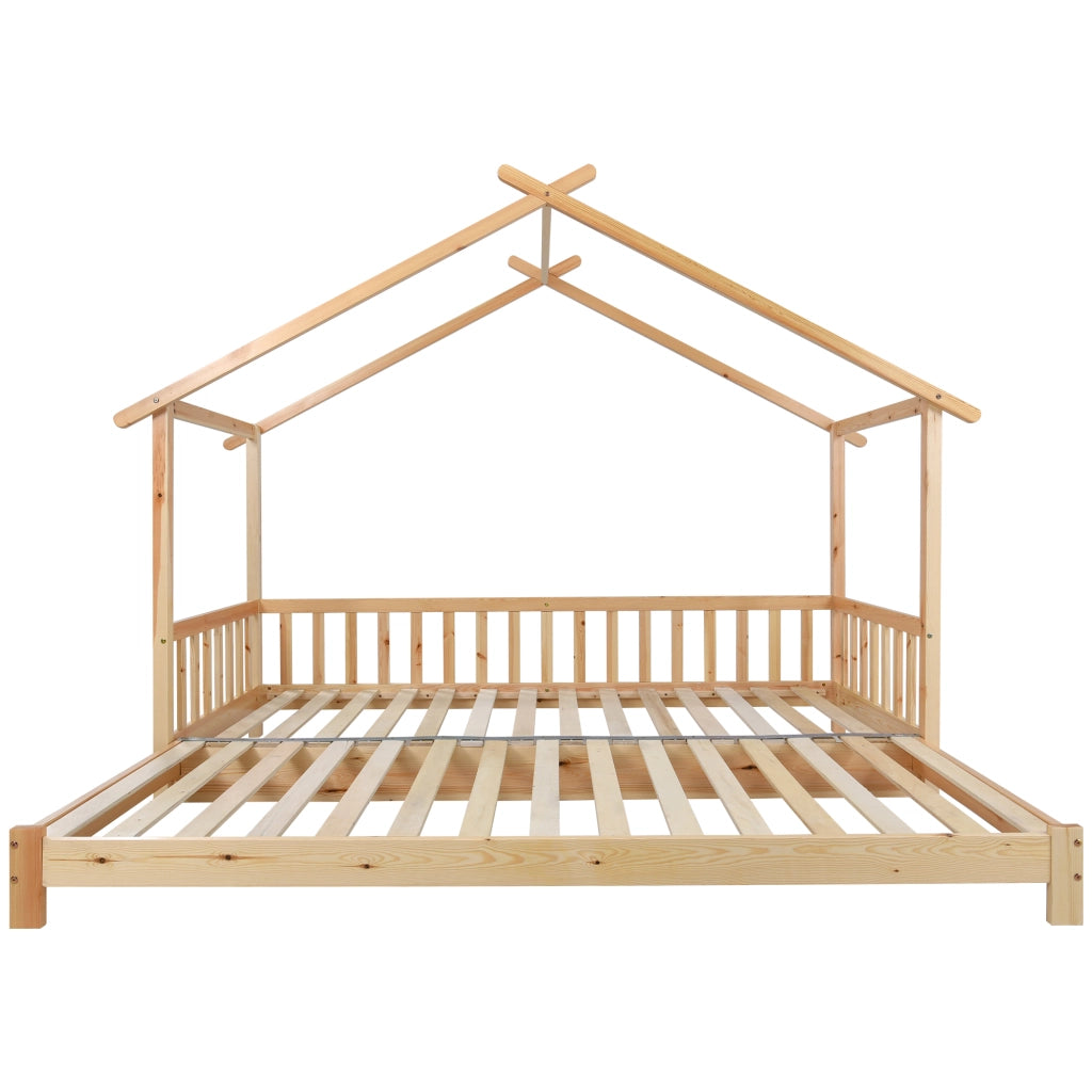 Letto Casetta Estendibile Singolo e Matrimoniale in Legno Massello ¨C MINIMAL ¨C Naturale 90x200 / 180x200