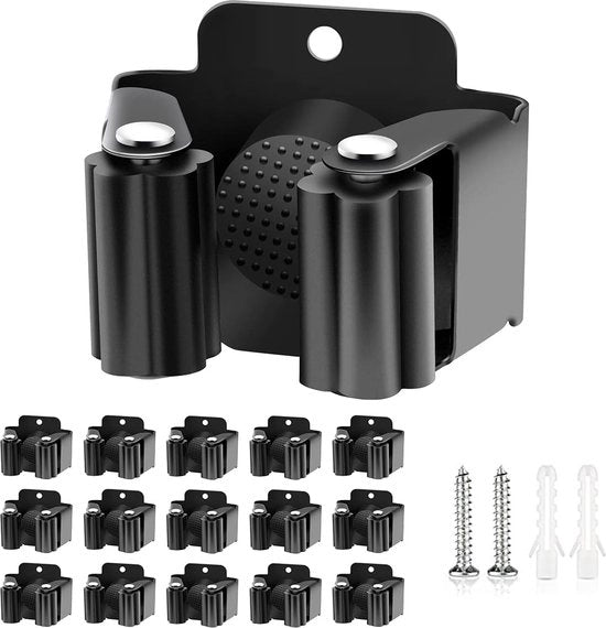 Set di 15 pezzi, attacco per scopa alla parete, supporto per attrezzi da giardino, attacco per scopa comprensivo di materiale di montaggio per cucina, casa, bagno, garage, giardino