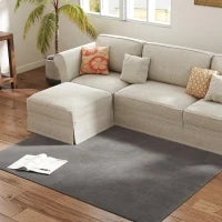 Tappeto Salotto 120x160 cm Lavabile in Lavatrice Pelo Lungo Stile Moderno Tappeto per Soggiorno Camera da Letto Grigio Chiaro
