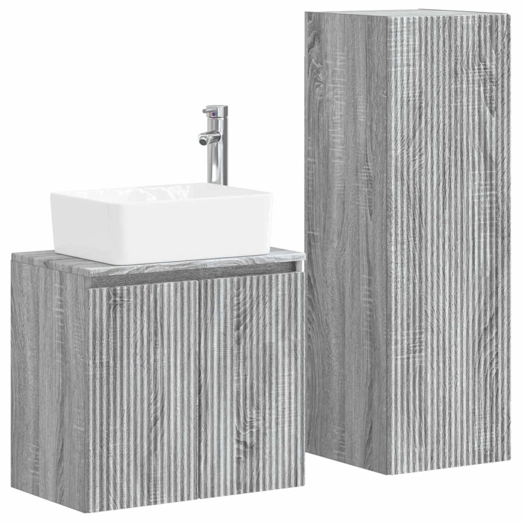Set di mobili per il bagno 2 pz Sonoma grigio 3406129