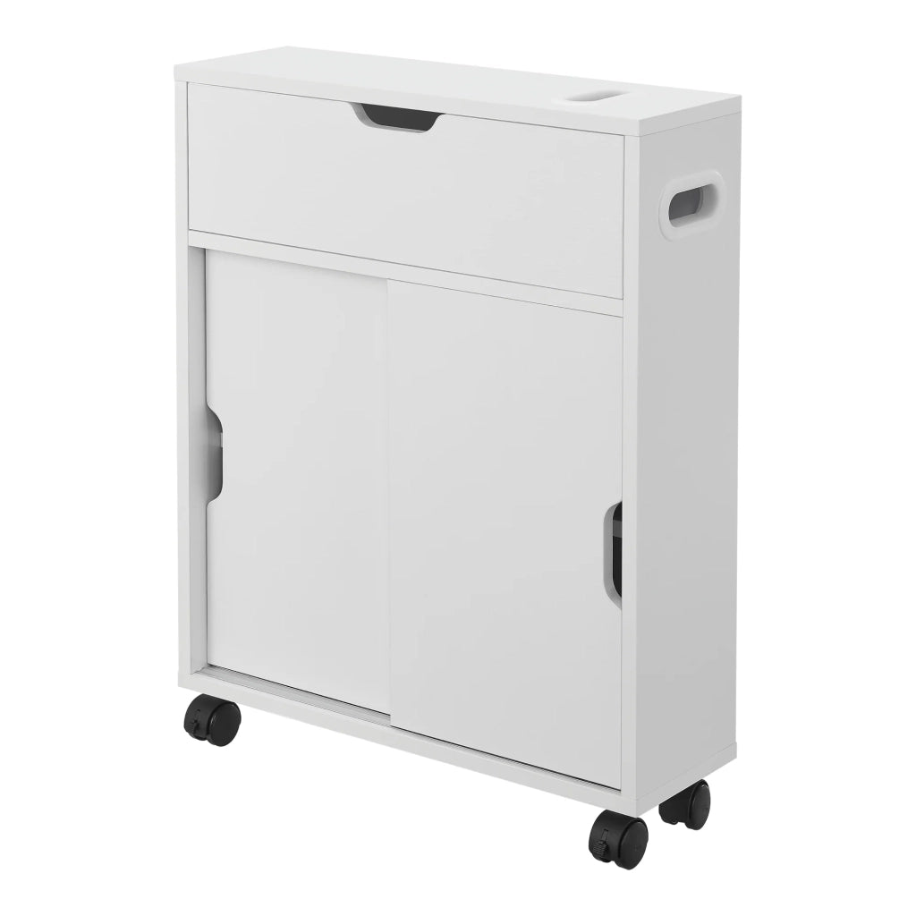 Mobile contenitore per bagno 67 x 52 x 17 cm con ante scorrevoli bianco 03_0006851