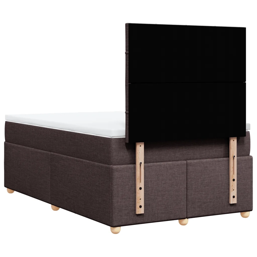 Giroletto a Molle con Materasso Marrone Scuro 120x200cm Tessuto